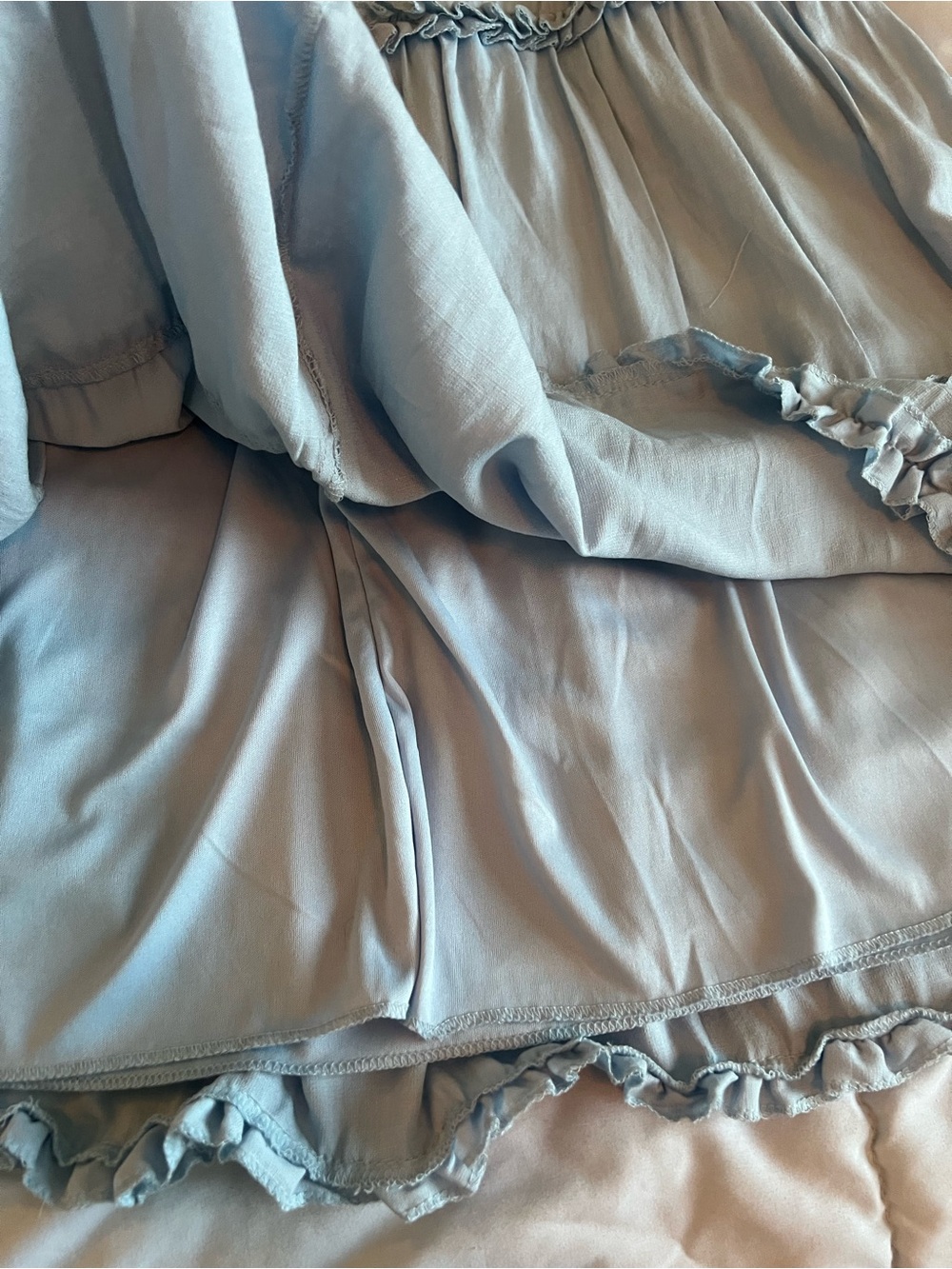 Mi Ami Pastel Blue Cottagecore Milkmaid Tiered Dress 1XL Babydoll Romantic Plus - Picture 9 of 10